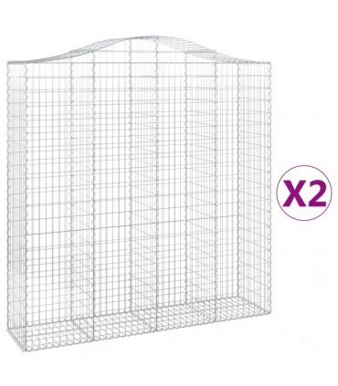 vidaXL Arched Gabion Baskets 2 pcs 200x50x200/220 cm Galvanised Iron