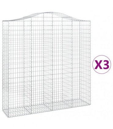 vidaXL Arched Gabion Baskets 3 pcs 200x50x200/220 cm Galvanised Iron