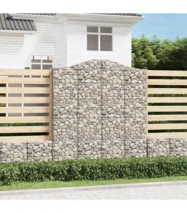 vidaXL Arched Gabion Baskets 2 pcs 200x50x220/240 cm Galvanised Iron