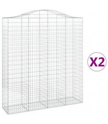 vidaXL Arched Gabion Baskets 2 pcs 200x50x220/240 cm Galvanised Iron