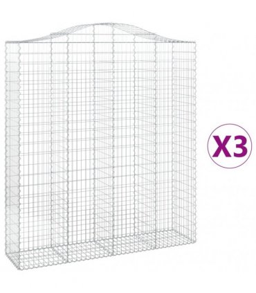 vidaXL Arched Gabion Baskets 3 pcs 200x50x220/240 cm Galvanised Iron