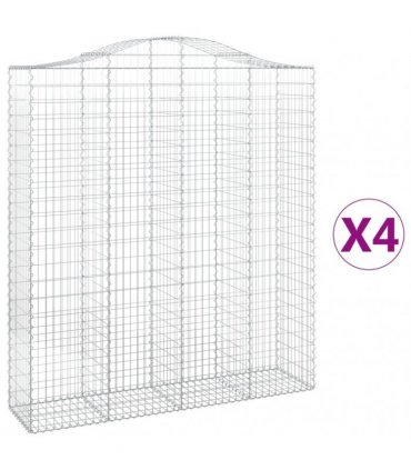 vidaXL Arched Gabion Baskets 4 pcs 200x50x220/240 cm Galvanised Iron