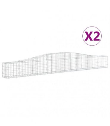vidaXL Arched Gabion Baskets 2 pcs 400x30x40/60 cm Galvanised Iron