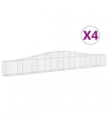 vidaXL Arched Gabion Baskets 4 pcs 400x30x40/60 cm Galvanised Iron