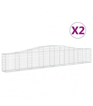 vidaXL Arched Gabion Baskets 2 pcs 400x30x60/80 cm Galvanised Iron