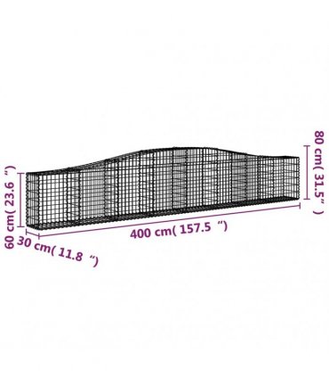 vidaXL Arched Gabion Baskets 2 pcs 400x30x60/80 cm Galvanised Iron