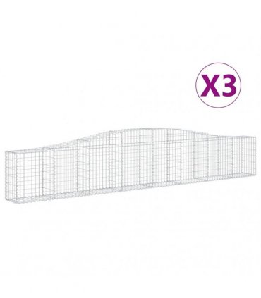 vidaXL Arched Gabion Baskets 3 pcs 400x30x60/80 cm Galvanised Iron