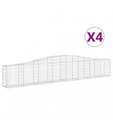 vidaXL Arched Gabion Baskets 4 pcs 400x30x60/80 cm Galvanised Iron