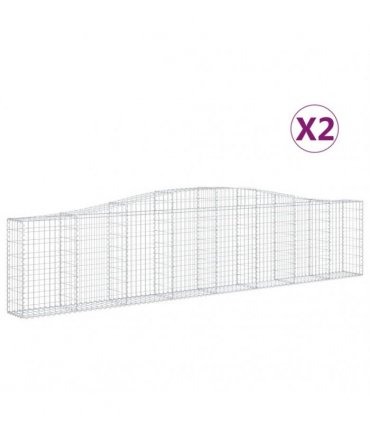 vidaXL Arched Gabion Baskets 2 pcs 400x30x80/100 cm Galvanised Iron