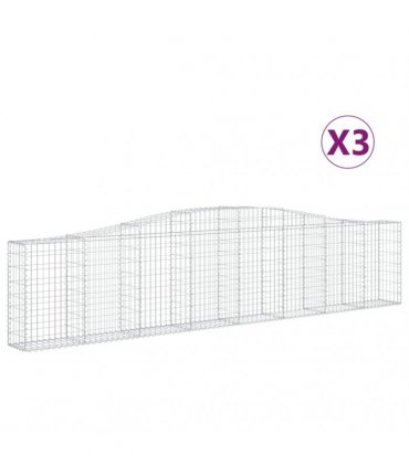 vidaXL Arched Gabion Baskets 3 pcs 400x30x80/100 cm Galvanised Iron