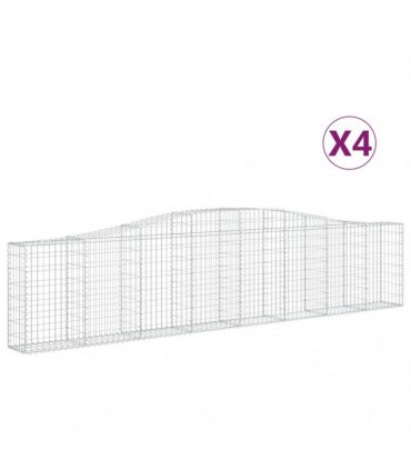 vidaXL Arched Gabion Baskets 4 pcs 400x30x80/100 cm Galvanised Iron