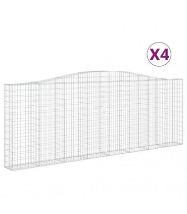 vidaXL Arched Gabion Baskets 4 pcs 400x30x140/160 cm Galvanised Iron