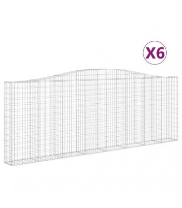 vidaXL Arched Gabion Baskets 6 pcs 400x30x140/160 cm Galvanised Iron