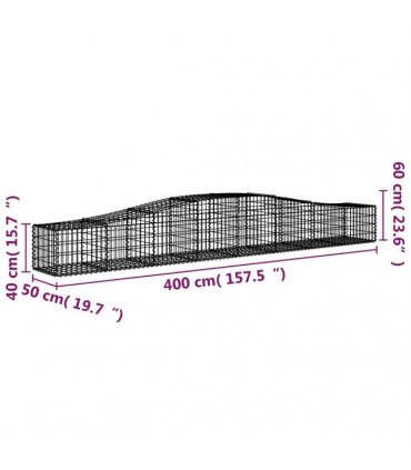 vidaXL Arched Gabion Baskets 4 pcs 400x50x40/60 cm Galvanised Iron