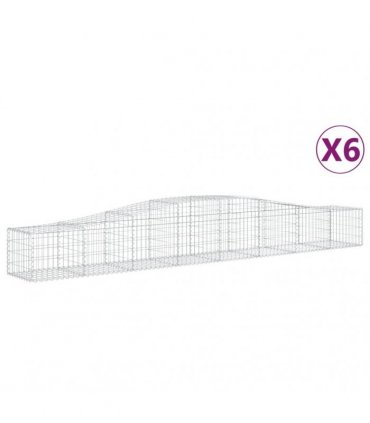 vidaXL Arched Gabion Baskets 6 pcs 400x50x40/60 cm Galvanised Iron