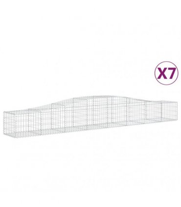 vidaXL Arched Gabion Baskets 7 pcs 400x50x40/60 cm Galvanised Iron