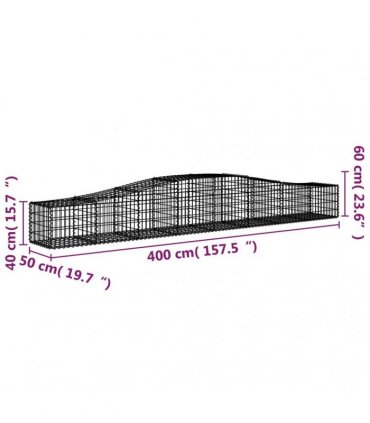 vidaXL Arched Gabion Baskets 9 pcs 400x50x40/60 cm Galvanised Iron