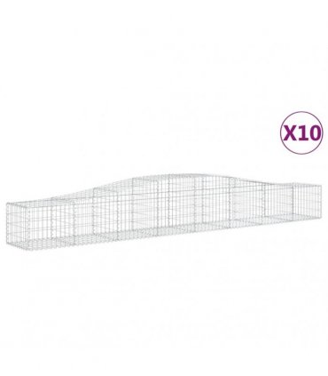 vidaXL Arched Gabion Baskets 10 pcs 400x50x40/60 cm Galvanised Iron