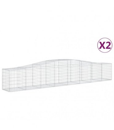 vidaXL Arched Gabion Baskets 2 pcs 400x50x60/80 cm Galvanised Iron