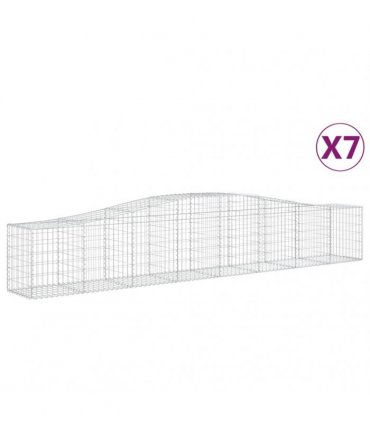 vidaXL Arched Gabion Baskets 7 pcs 400x50x60/80 cm Galvanised Iron