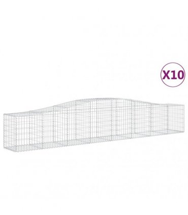 vidaXL Arched Gabion Baskets 10 pcs 400x50x60/80 cm Galvanised Iron