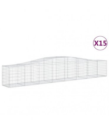vidaXL Arched Gabion Baskets 15 pcs 400x50x60/80 cm Galvanised Iron