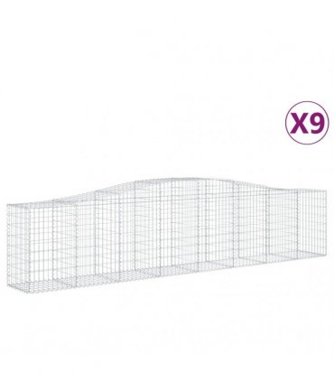 vidaXL Arched Gabion Baskets 9 pcs 400x50x80/100 cm Galvanised Iron
