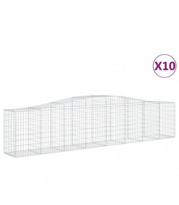 vidaXL Arched Gabion Baskets 10 pcs 400x50x80/100 cm Galvanised Iron