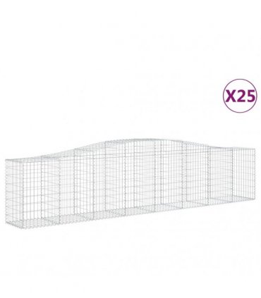 vidaXL Arched Gabion Baskets 25 pcs 400x50x80/100 cm Galvanised Iron