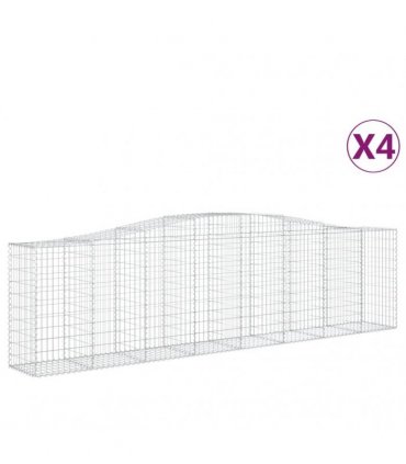 vidaXL Arched Gabion Baskets 4 pcs 400x50x100/120 cm Galvanised Iron