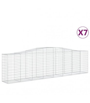 vidaXL Arched Gabion Baskets 7 pcs 400x50x100/120 cm Galvanised Iron