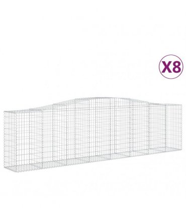 vidaXL Arched Gabion Baskets 8 pcs 400x50x100/120 cm Galvanised Iron