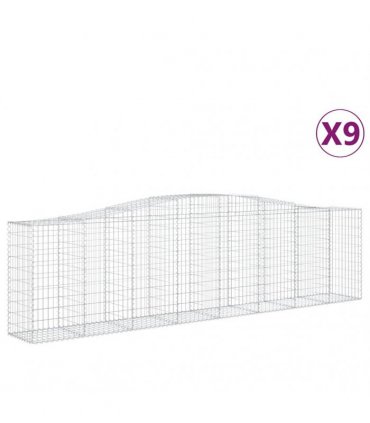 vidaXL Arched Gabion Baskets 9 pcs 400x50x100/120 cm Galvanised Iron