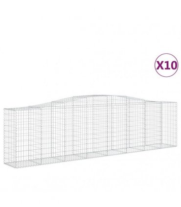 vidaXL Arched Gabion Baskets 10 pcs 400x50x100/120 cm Galvanised Iron