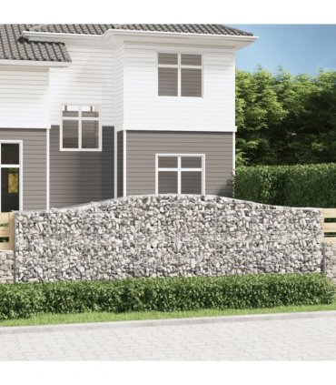 vidaXL Arched Gabion Baskets 2 pcs 400x50x120/140 cm Galvanised Iron