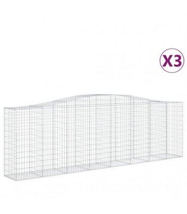 vidaXL Arched Gabion Baskets 3 pcs 400x50x120/140 cm Galvanised Iron