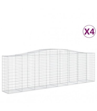 vidaXL Arched Gabion Baskets 4 pcs 400x50x120/140 cm Galvanised Iron