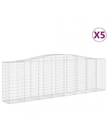 vidaXL Arched Gabion Baskets 5 pcs 400x50x120/140 cm Galvanised Iron