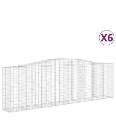 vidaXL Arched Gabion Baskets 6 pcs 400x50x120/140 cm Galvanised Iron