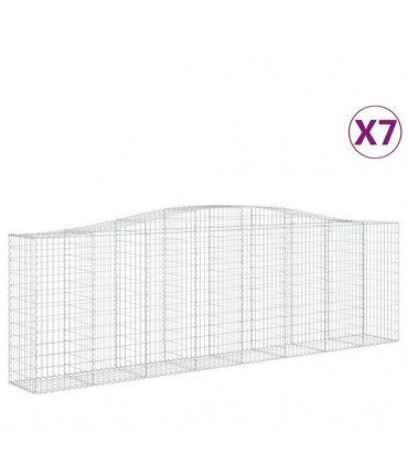 vidaXL Arched Gabion Baskets 7 pcs 400x50x120/140 cm Galvanised Iron
