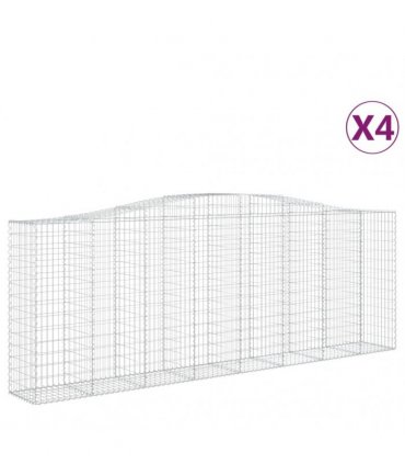 vidaXL Arched Gabion Baskets 4 pcs 400x50x140/160 cm Galvanised Iron