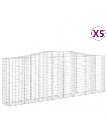 vidaXL Arched Gabion Baskets 5 pcs 400x50x140/160 cm Galvanised Iron