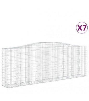 vidaXL Arched Gabion Baskets 7 pcs 400x50x140/160 cm Galvanised Iron