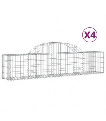 vidaXL Arched Gabion Baskets 4 pcs 200x30x40/60 cm Galvanised Iron