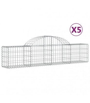 vidaXL Arched Gabion Baskets 5 pcs 200x30x40/60 cm Galvanised Iron