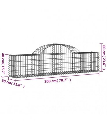 vidaXL Arched Gabion Baskets 5 pcs 200x30x40/60 cm Galvanised Iron