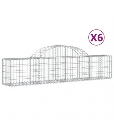 vidaXL Arched Gabion Baskets 6 pcs 200x30x40/60 cm Galvanised Iron