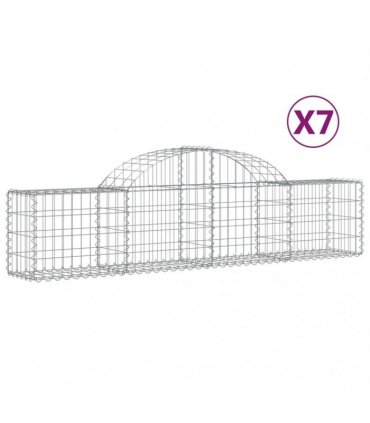 vidaXL Arched Gabion Baskets 7 pcs 200x30x40/60 cm Galvanised Iron