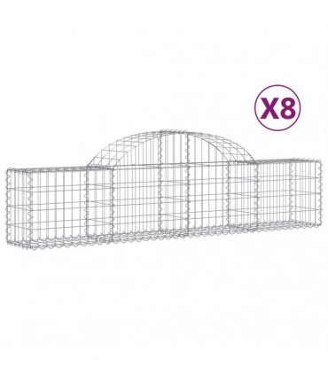 vidaXL Arched Gabion Baskets 8 pcs 200x30x40/60 cm Galvanised Iron