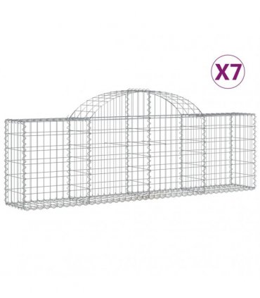 vidaXL Arched Gabion Baskets 7 pcs 200x30x60/80 cm Galvanised Iron
